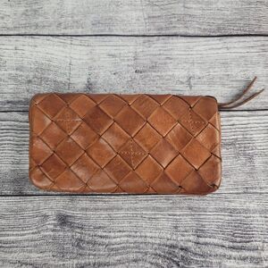 Valencia Holland Leather Woven Cognac Bifold Wallet